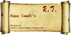 Rapp Tamás névjegykártya